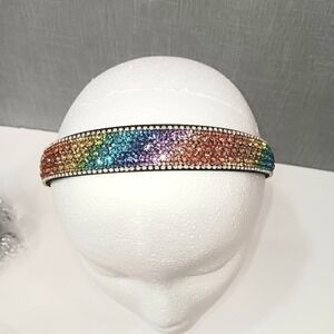 Rainbow Rhinestone Headband Sparkly Pride LGBTQ Disco Boho Festival Hair Band